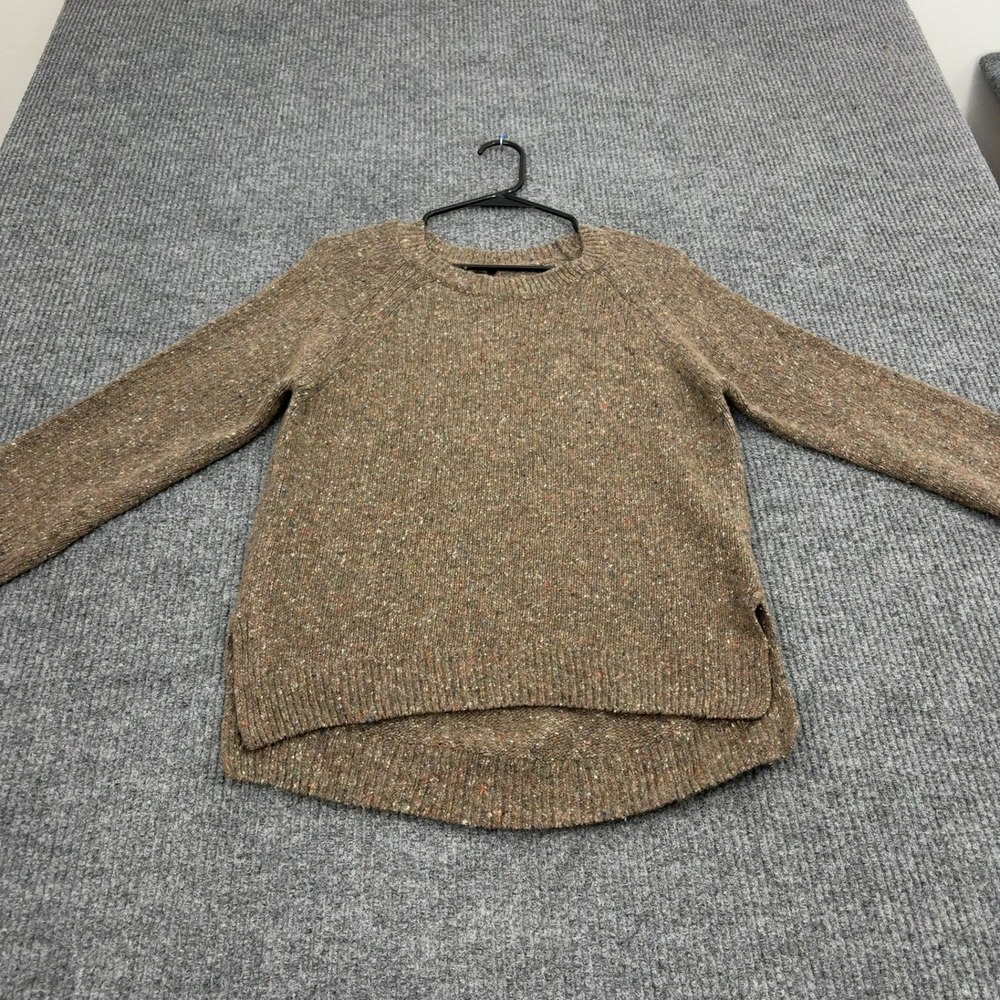 Massimo Dutti Sweater Womens S Brown Italian Yarn‎ High Low Hem Twee Preppy